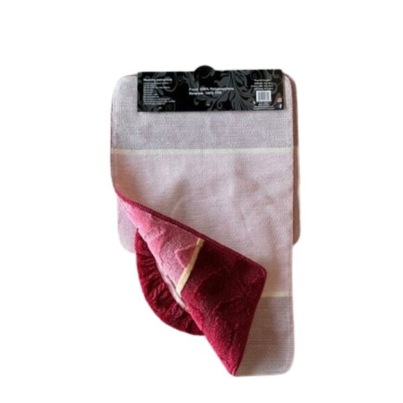Madison 3 Piece Bathroom Rug Set, Bathroom Rug, Contour Rug & Lid Cover Burgundy - Picture 3 of 6